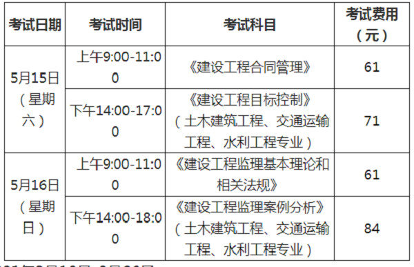 福建2021年监理工程师考试时间.png